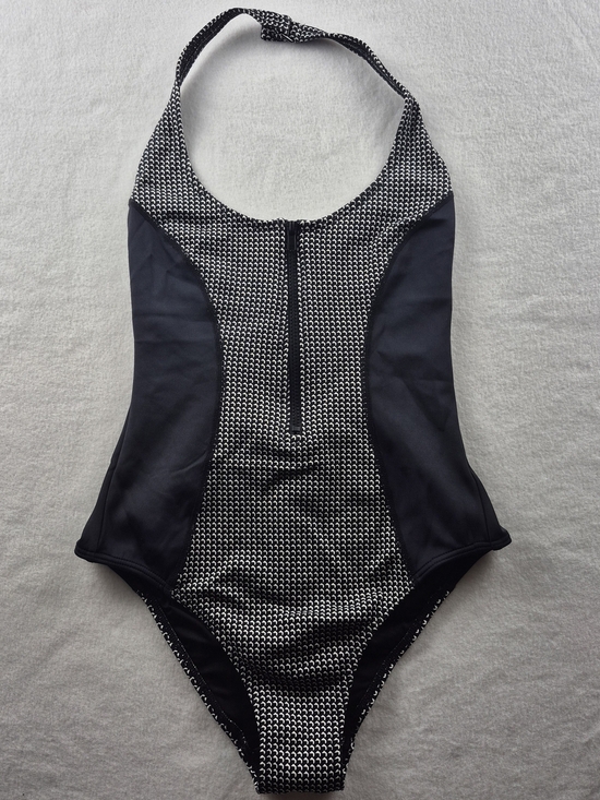 Victoria's Secret Other - Victoria’s Secret Zip Front Halter One Piece Swimsuit Geometric Colorblock S